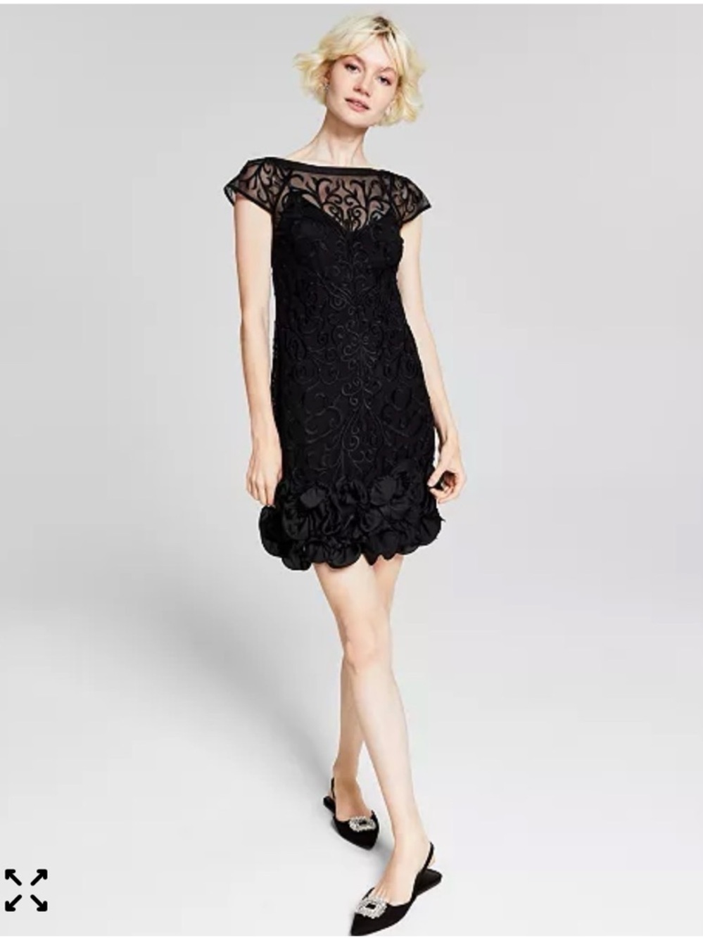 GUESS Floral-Lace Ruffled-Hem Sheath 6